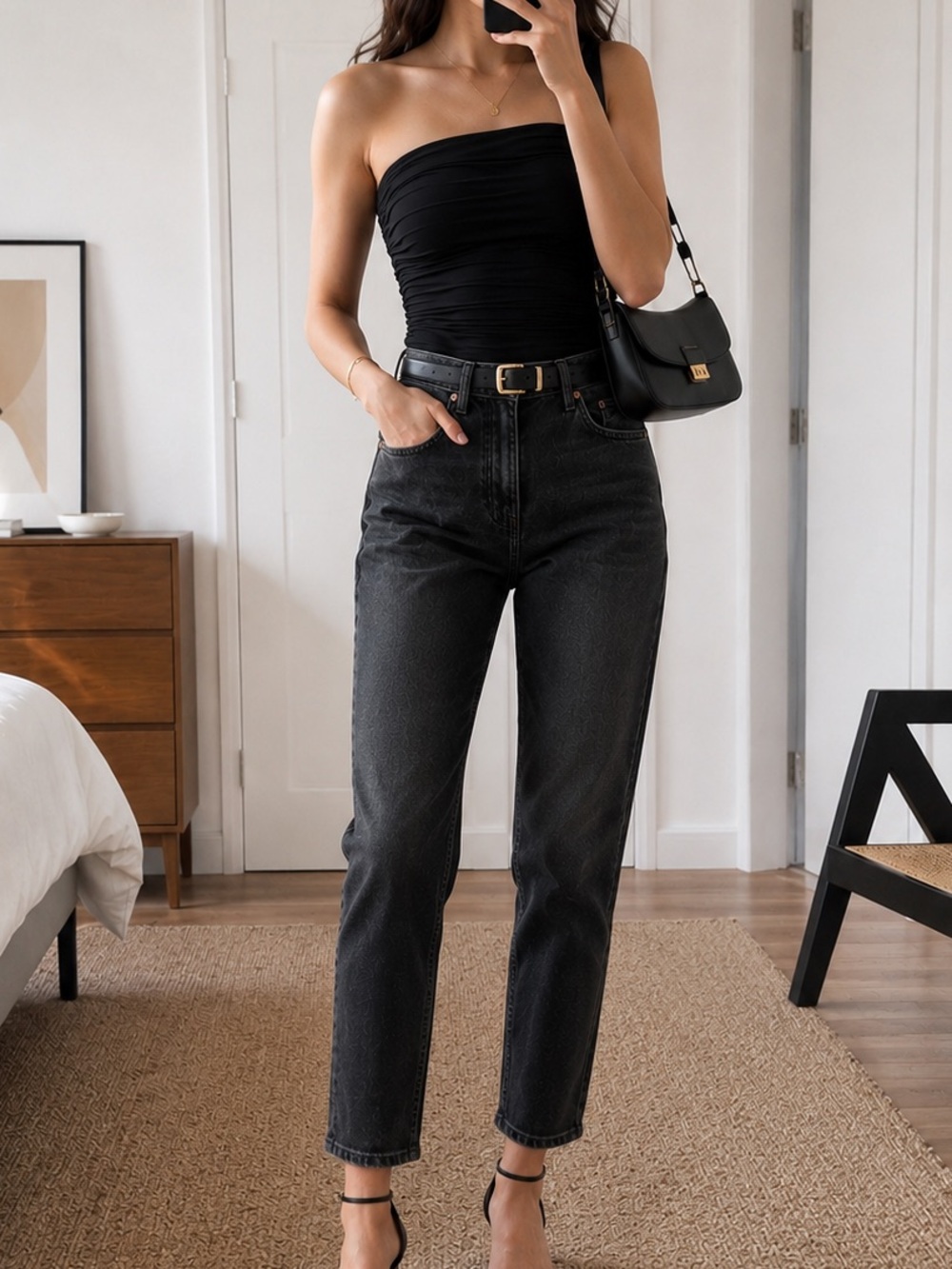 AGOLDE by Aritzia High-Waisted Straight Leg Jeans – Washed Black Denim 22